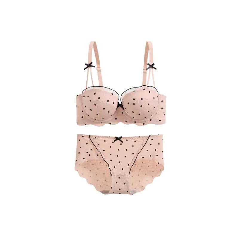 Simpatico set di lingerie a pois in stile giapponese, reggiseno push-up senza fili, modellante laterale per seno piccolo, reggiseno da donna alla moda per tutti i giorni