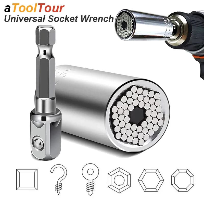 Universal compass key Set of heads Handle Gadget 7-19mm Adapter for Electric Drill Key Dado Magic Grip Multi Tool Manual Tools