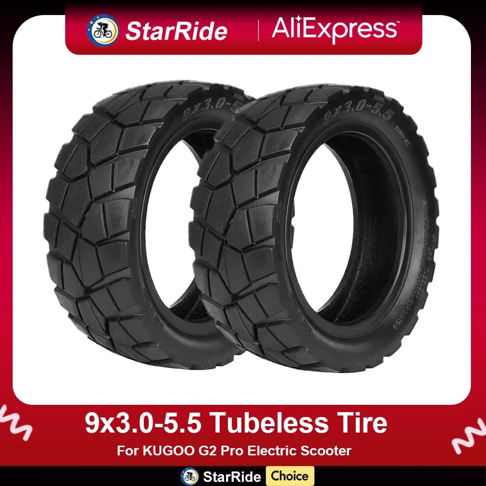 9x3.0-5.5 Vacuum Tubeless Tire for KUGOO G2 Pro Electric Scooter 9*3.0-5.5 Off-Road Tyres Thick Wheel Replacement Accessories