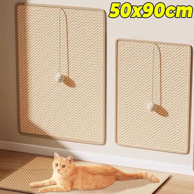 Sisal tires for cats, scratch-resistant panel for cats mounted on the wall, non-exploited sofa protection with toy ball for pets for the training of cat's legs