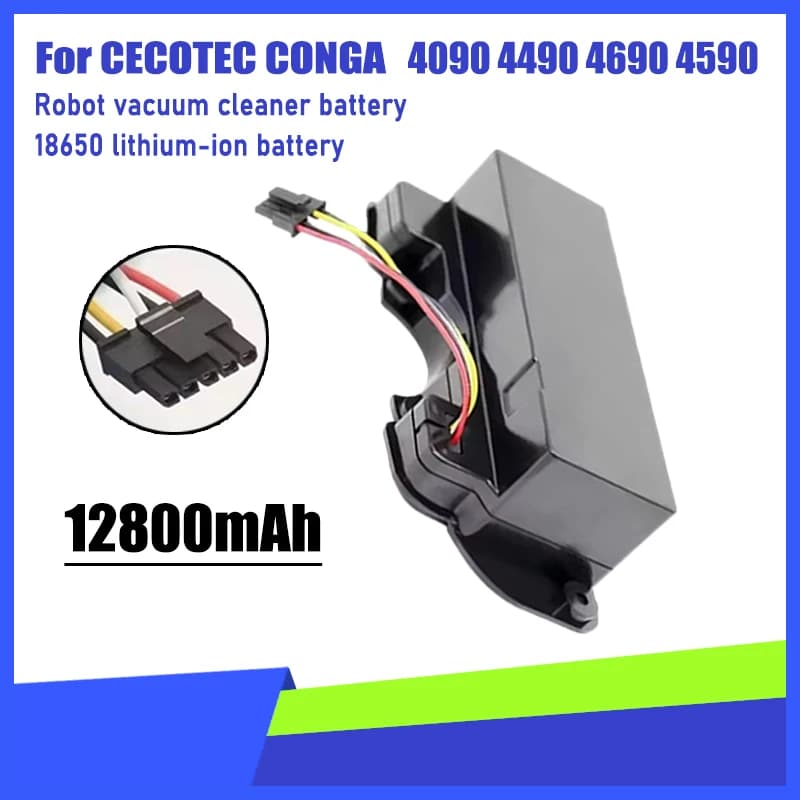 14.4V12800mAh, for CECOTEC CONGA 4090 4690 4490 4590 robot vacuum cleaner battery replacement