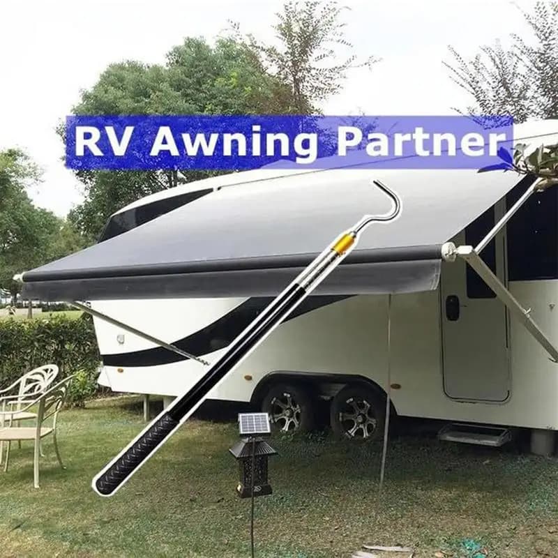 Asta telescopica per tendalino per camper, asta per tenda per camper retrattile in metallo, asta di bloccaggio multi-sezione portatile antiscivolo con manico in gomma