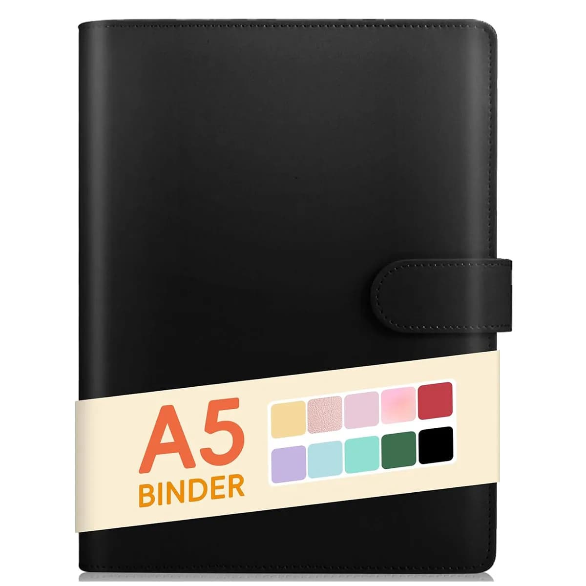 Raccoglitore A5 Raccoglitore per notebook a 6 anelli in pelle PU per carta di riempimento A5, raccoglitore per agenda personale A5 ricaricabile con magnetico