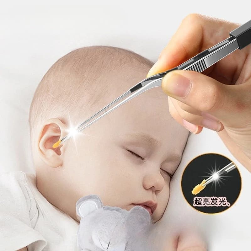 Pinzette per cerume luminose per bambini Pinzette per cerume visive avanzate in silicone Gancio per cerumen Ricarica per raschiare l'orecchio Strumenti professionali per orecchie