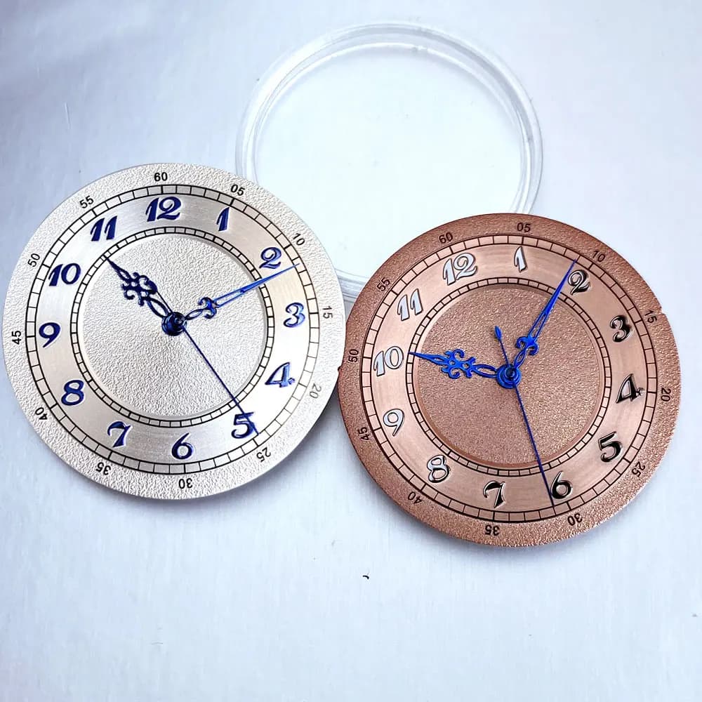 Silver 33,5mm Arabic Numeral Silver Dial Blue Hand Set Suitable NH35 NH36 NH38 PT5000 for Diving Men's Watch Accessories