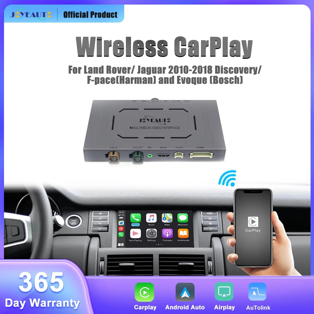 JoyeAuto Wireless Apple Carplay Interfaccia Android Auto per Land Rover 2013-2018 Evoque Bosch HU Mirror-Link AirPlay Google Map