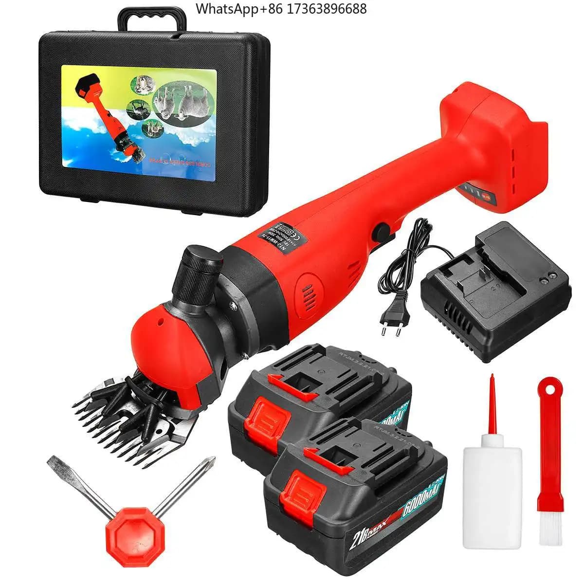 GMO5-76 Tosatrice Elettrica 220V per Pecore e Capre, Forbici per Tosatura Senza Fili 18V, Doppia Batteria 30 mm