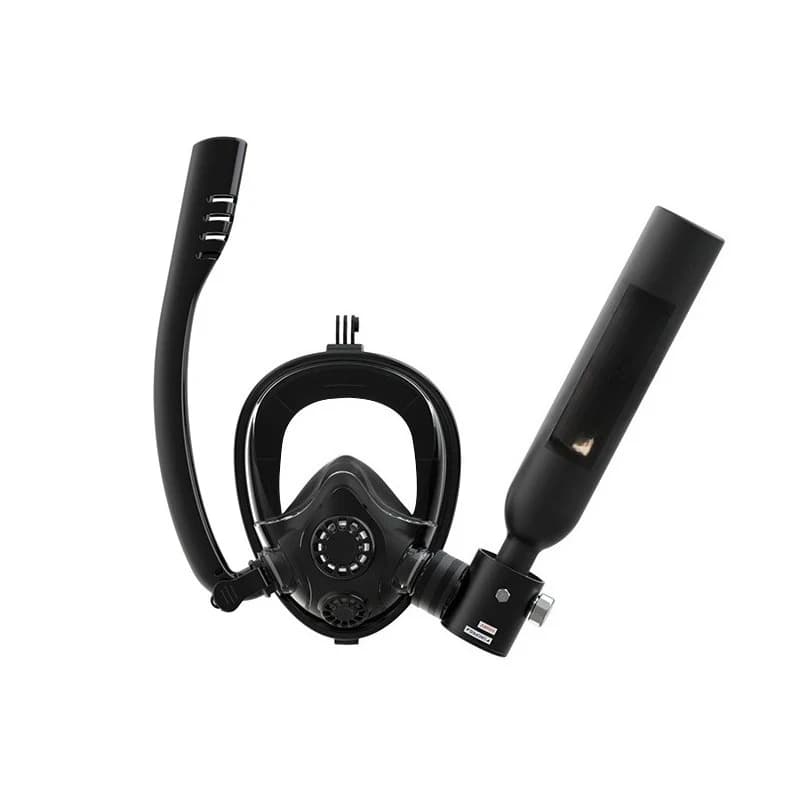 Set Snorkel in Aluminium 0.5L, 10m Underwater Mask with Spurgo Valve and Portable Oxygen Bomb, 5-10 minutes for Beginners, Oceanic Snorkeling