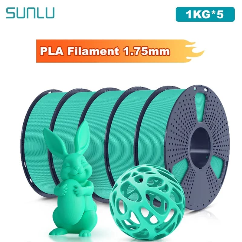 SUNLU 5KG PLA/Filament for 3D Printer Transparent Coil 1.75 mm 1000 g (2.2 pounds) Prewashed Filament without knots Suitable for most FDM printers
