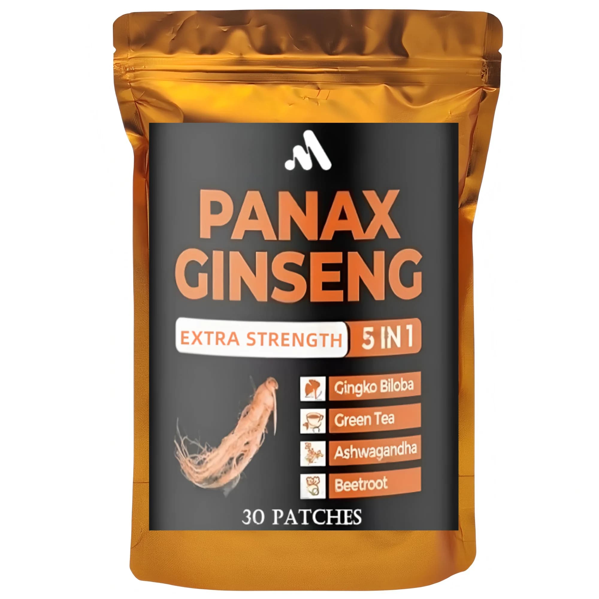 30 Patches Red Panax Ginseng + Ginkgo Biloba High Ginsenosides for Energy, Performance & Focus Pills for Men & Women
