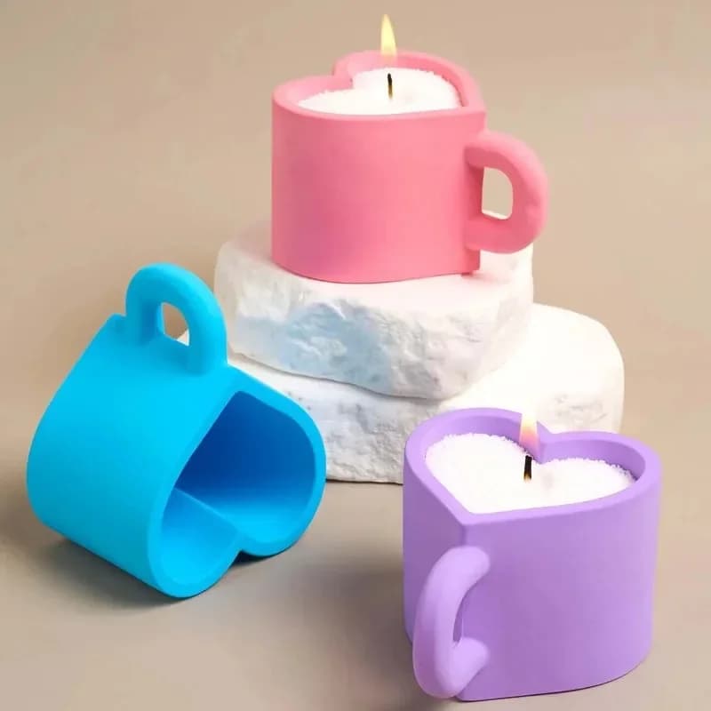 Stampo in resina fai da te, stampo in silicone a forma di cuore per tazza portaoggetti, portacandele, decorazione per la casa, stampo per colla a goccia, 1 pz.