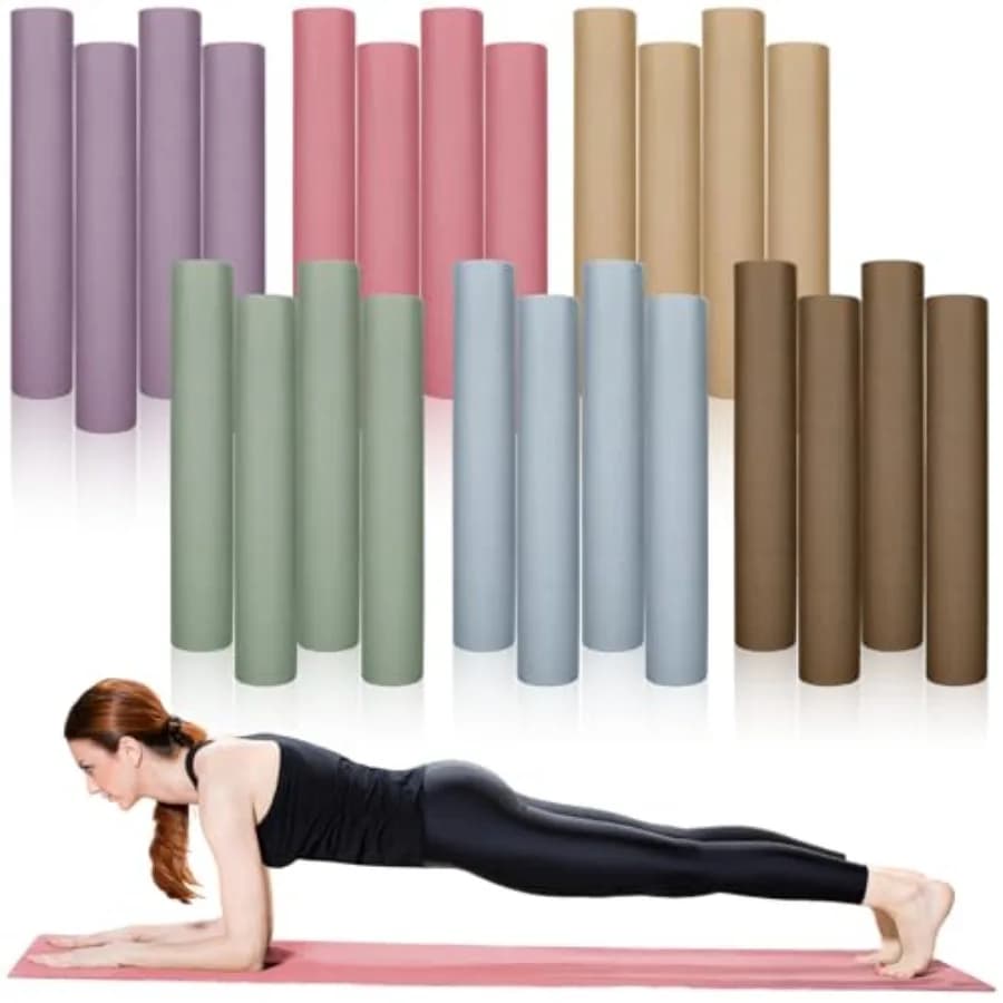 Confezione da 24 tappetini da yoga 68 x 24, spessore 4 mm, extra lunghi, antiscivolo, resistenti agli strappi, set per yoga ed esercizi fitness e stretching