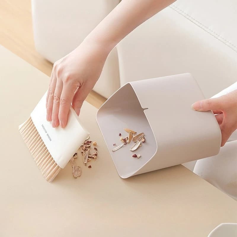 Spazzola per letto da tavolo Spazzola per pulizia davanzale della finestra Set di pattumiera per scopa piccola Set di contenitori per spazzole per pulizia mini piccolo da appoggio da tavolo