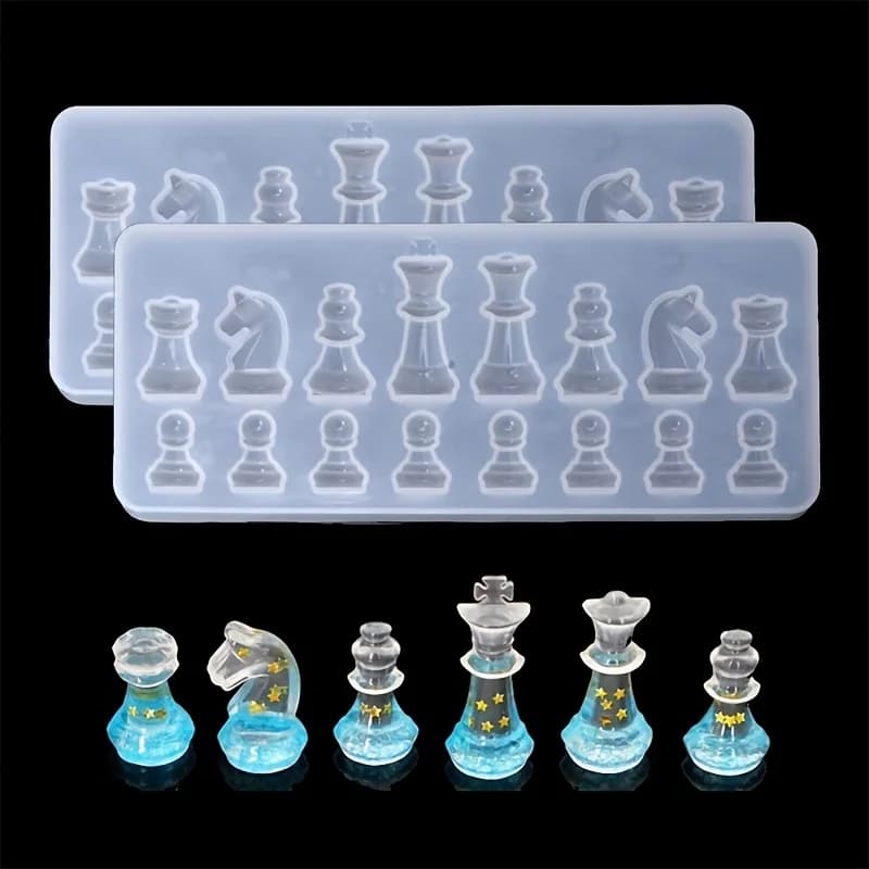 Stampo in silicone per mini scacchi (1/2 pezzi), stampo per colata in resina epossidica, fai da te, creazione di gioielli, artigianato, strumenti fatti a mano