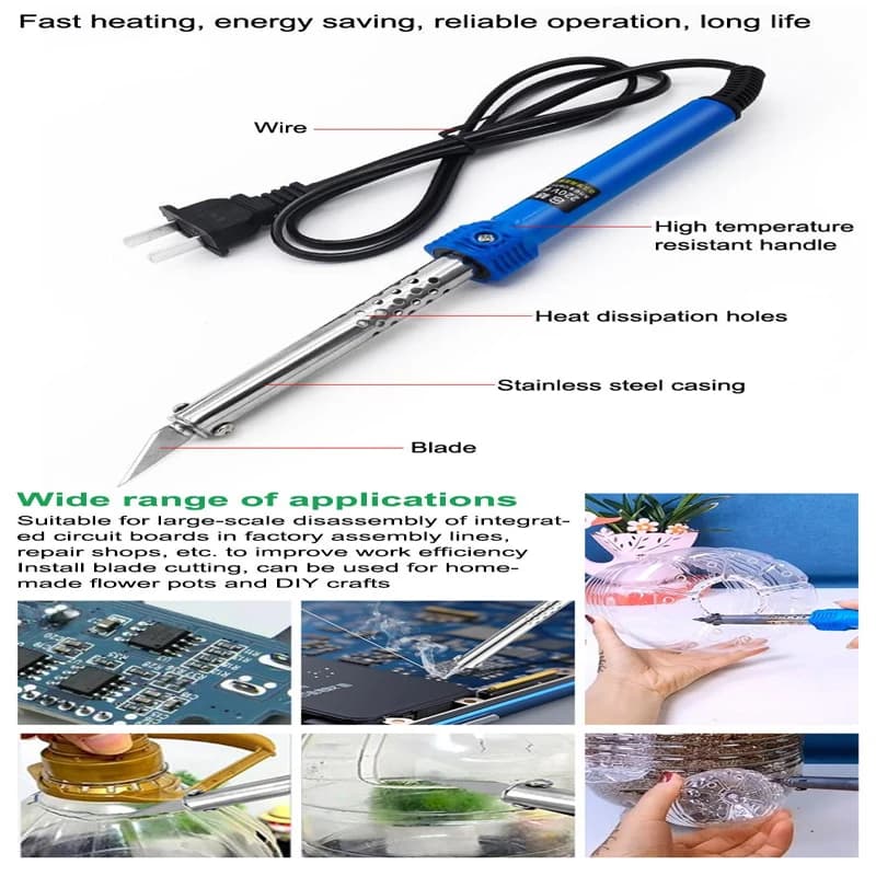 Kit di 1/3/9/10 Pezzi per Taglio a Caldo con Saldatore per Intaglio di Plastica e Vinile, Spina US/EU, Set di Utensili Multiuso Fai-da-Te
