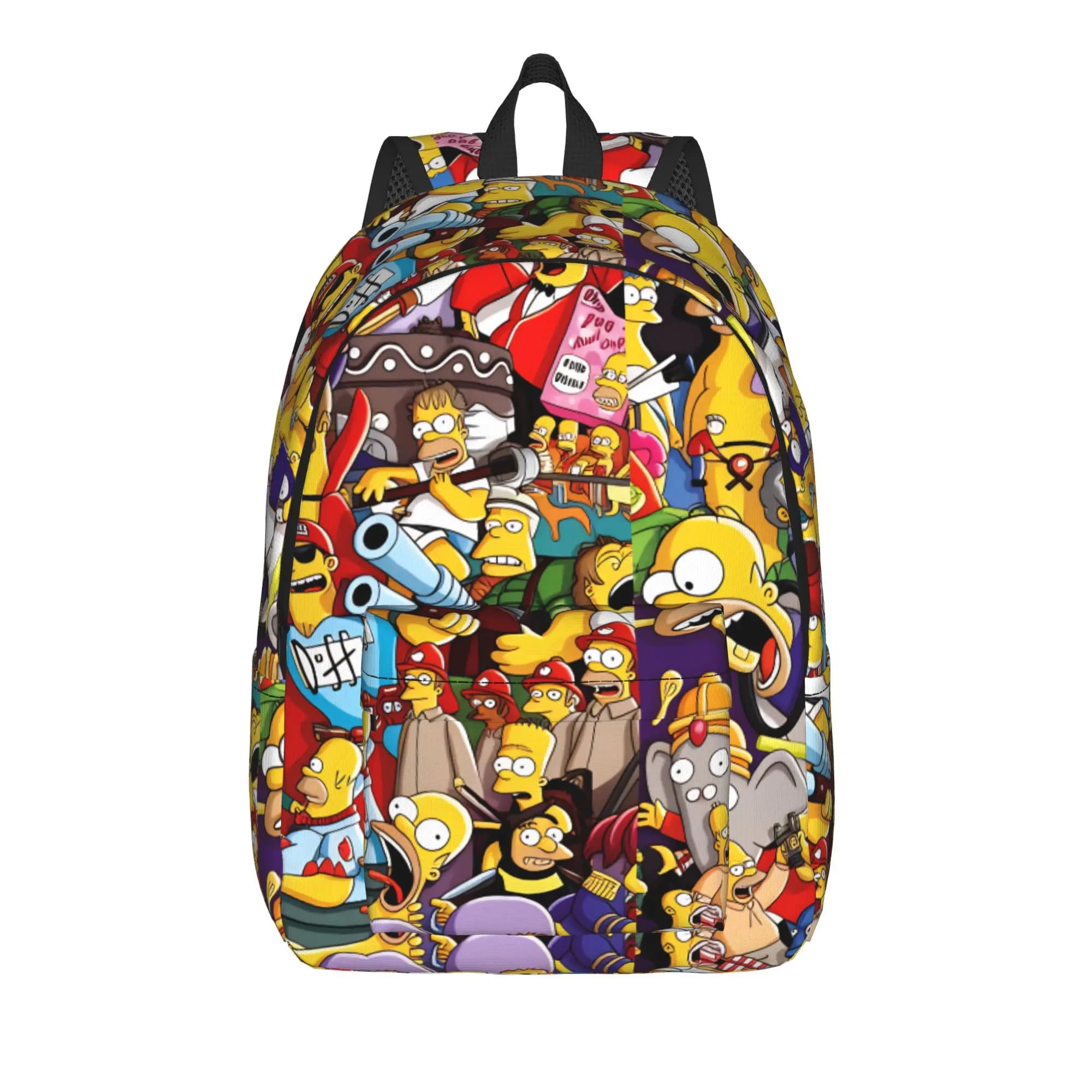 S-Simpsons All Characters Collage Backpack Daily Backpacks Women Designer Print High School Bags Pretty Rucksack