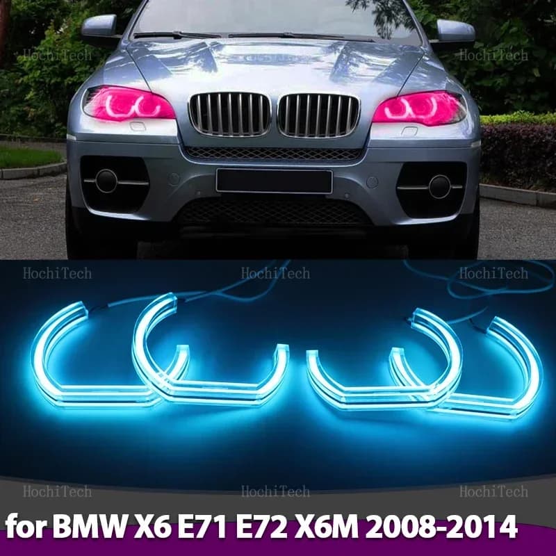 Anelli luminosi RGB multicolore con controllo tramite APP, indicatori di direzione lampeggianti, kit LED Angel Eyes DRL per BMW X6 E71 E72 X6M 2008-2014