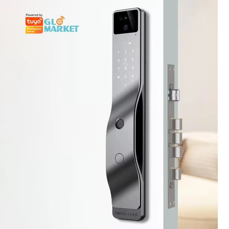 Glomarket Tuya serratura intelligente per impronte digitali serratura con riconoscimento facciale 3D con fotocamera serratura intelligente per porta biometrica digitale elettrica