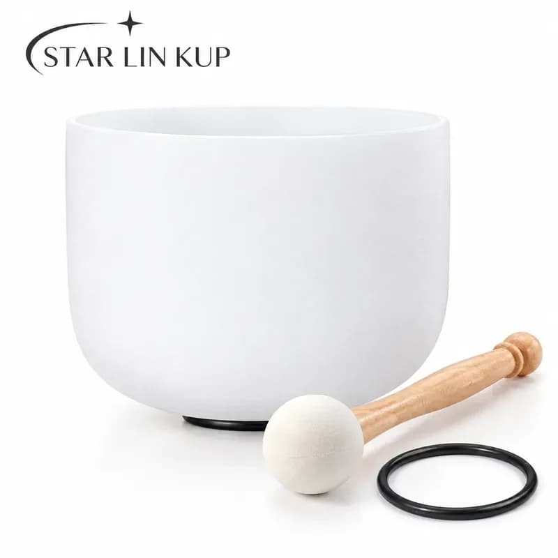 STAR LIN KUP 16 Inch White Frosted Quartz Crystal Singing Bowl for Chakra Sound Healing Meditation Yoga Relaxation with
