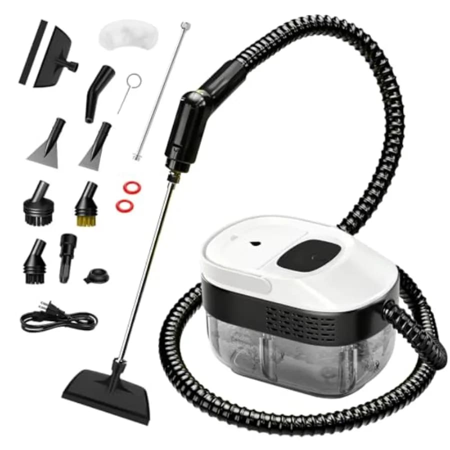 Pulitore a Vapore Portatile con Serbatoio Grande da 54oz per Pulizia Casa, Auto e Cucina, Kit da 15 Pezzi, Riscaldamento Rapido in 15 Secondi, Controllo a 3 Livelli, Portatile