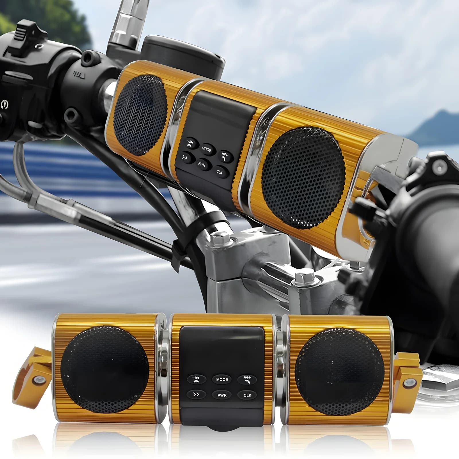Altoparlanti per moto con amplificatore integrato Ingressi USB e AUX wireless Radio FM Lettore MP3 in metallo 12V per bici fuoristrada
