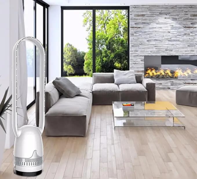 AC110-240V 50-60Hz 60w ventola con pale di potenza 32"/48" Ventola senza foglie, ventola di raffreddamento ad aria con supporto elettrico Ventola purificatore d'aria 620L/S PM2.5