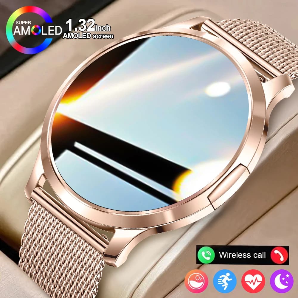 LIGE New Luxury Smart Watch Men 1.32'' AMOLED Screen Ultra-thin Heart Rate Women's Health Monitoring Bluetooth Call Smartwatch