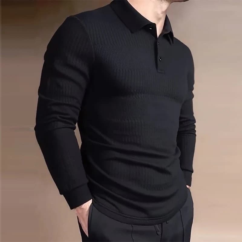 Polo da Golf da Uomo con Colletto Rovesciato, Antivento, Traspirante, a Maniche Lunghe, Casual, per Fitness