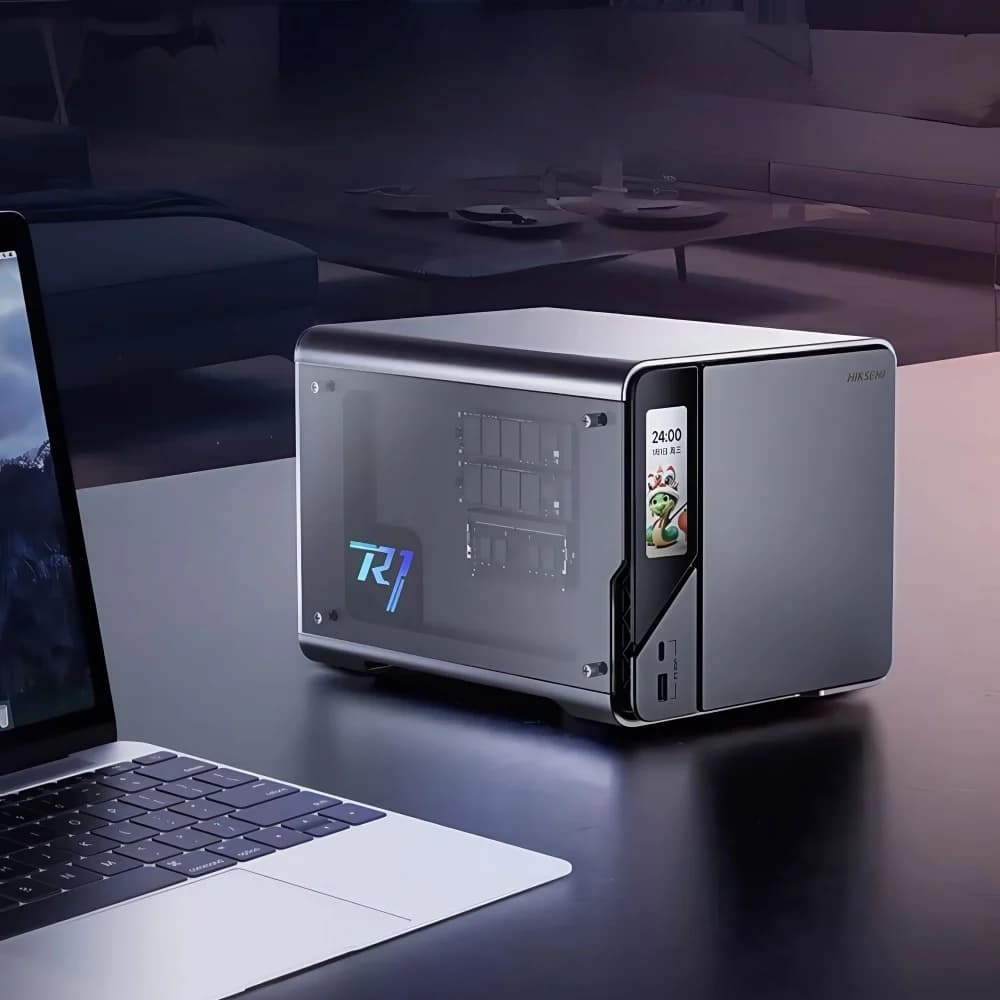 Server NAS Domestico Mini a 4 Bay N100 8GB DDR5 Dual LAN 2.5GbE USB3.2 Type-C 4K SATA HDD SSD Docker
