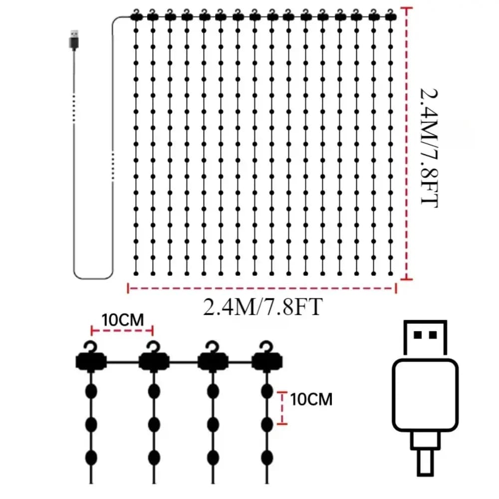 Smart LED Lights for IP65 RGB Curtains, APP Control, Text & Custom Motives, Decorative Lighting for Curtains and Backgrounds