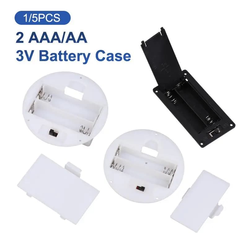 1/5 pieces 2 AAA/AA 3V battery case with lid switch support for round battery built-in storage boxes battery container socket switch