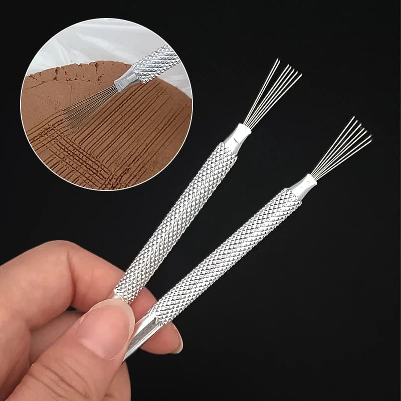 Utensili in ceramica con punta a 7 punte per texture a filo, strumento per modellare l'argilla polimerica, pennello per ceramica fai da te, accessori per torte