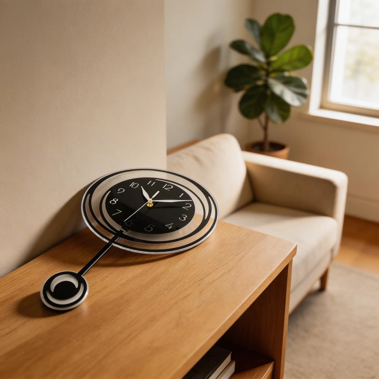 Orologio da Parete con Pendolo, Design Decorativo, Silenzioso, Senza Ticchettio, a Batteria al Quarzo per Casa, Ufficio e Spazi Abitativi