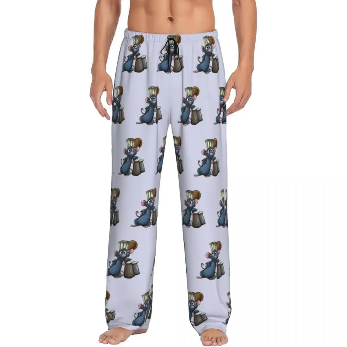 Pantaloni da pigiama Ratatouille da uomo personalizzati con stampa di cartoni animati commedia, pantaloni da notte per dormire con tasche