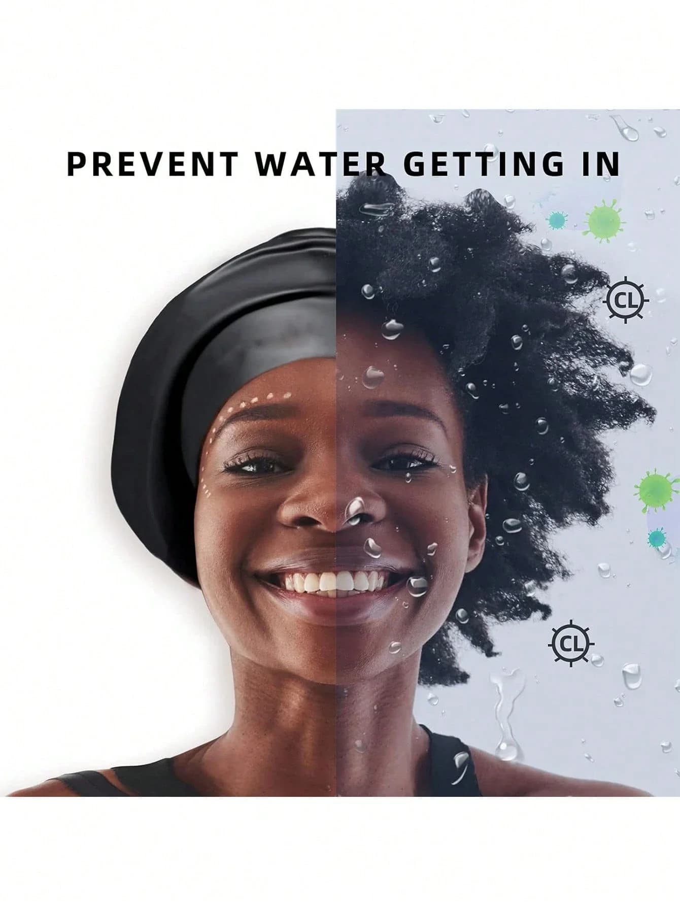 Cuffia da nuoto extra large per trecce, dreadlock, extension e capelli lunghi, copertura in silicone impermeabile per orecchie, bagno, piscina, doccia