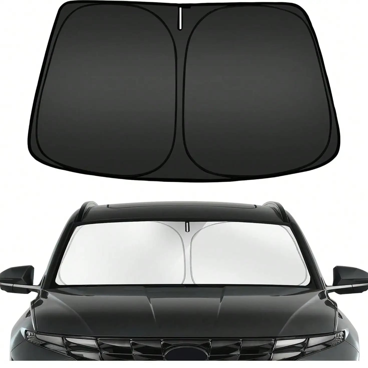 Parasole Pieghevole per Parabrezza Auto 140x70cm, Blocco UV, Adattabile Universalmente per il Raffreddamento del Parabrezza Anteriore
