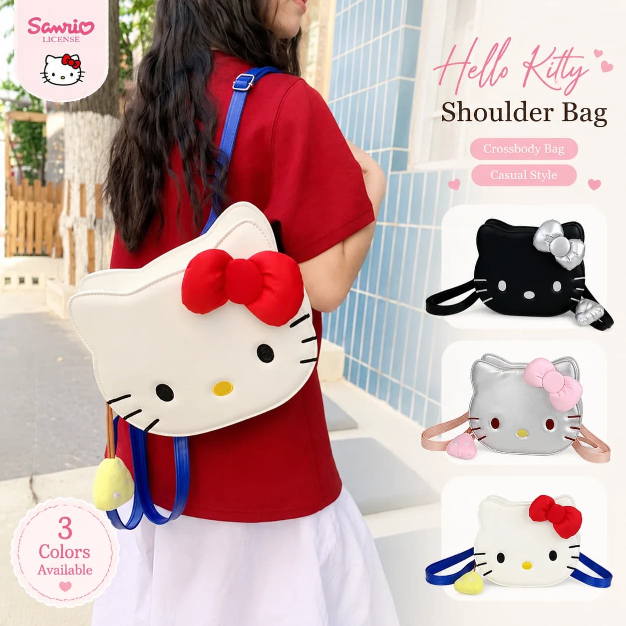 Sanrio Hello Kitty Backpack Cute Cartoon Cat Shape Bag Kawaii Women's Casual Shoulder Bag Student Schoolbag Gift
