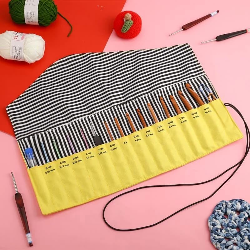 Borsa portaoggetti pieghevole per ferri da maglia Organizzatore vuoto per cucire Ganci per uncinetto impermeabili Borsa per maglieria per strumenti da cucire