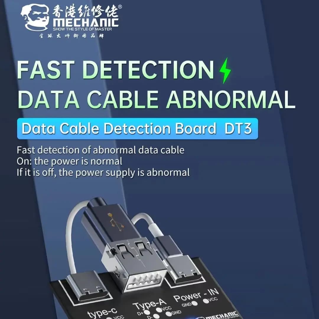 New MECHANIC DT3 Data Cable Detection Board USB Tester for iPhone Android Lightning Type-C Micro USB Short Circuit On-Off Test