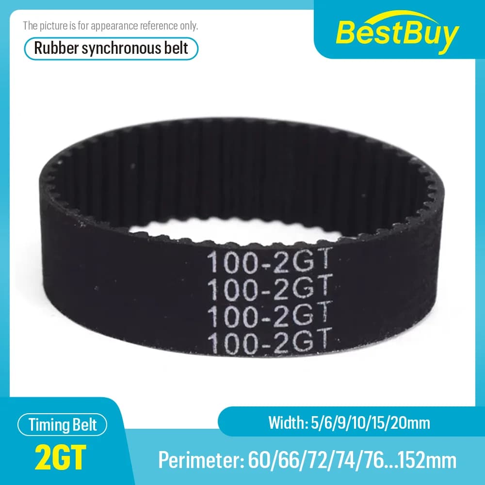Perimetro della cinghia dentata 2GT 60mm-152mm Larghezza 5/6/9/10/15/20mm Passo cinghia sincrona GT2 chiusa in gomma 2mm per stampante 3D