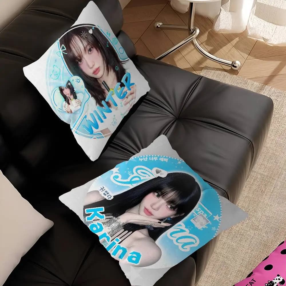 Fodera per cuscino decorativa per divano, decorazione per la casa, cuscini decorativi per gruppi musicali Kpop Singer Music Group A-aespaS