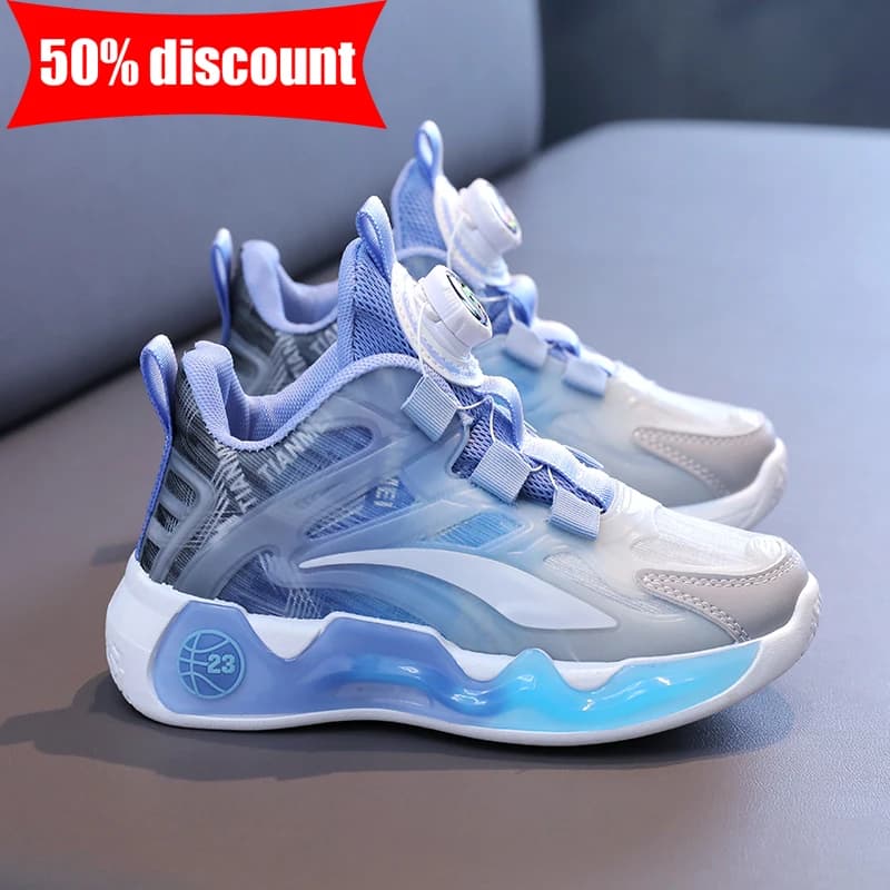 Scarpe Sportive per Bambini con Bottone Girevole, Scarpe da Corsa Scolastiche 2026 Nuove, Traspiranti in Rete Antiscivolo, Scarpe Casual da Passeggio Quotidiano per Ragazzi