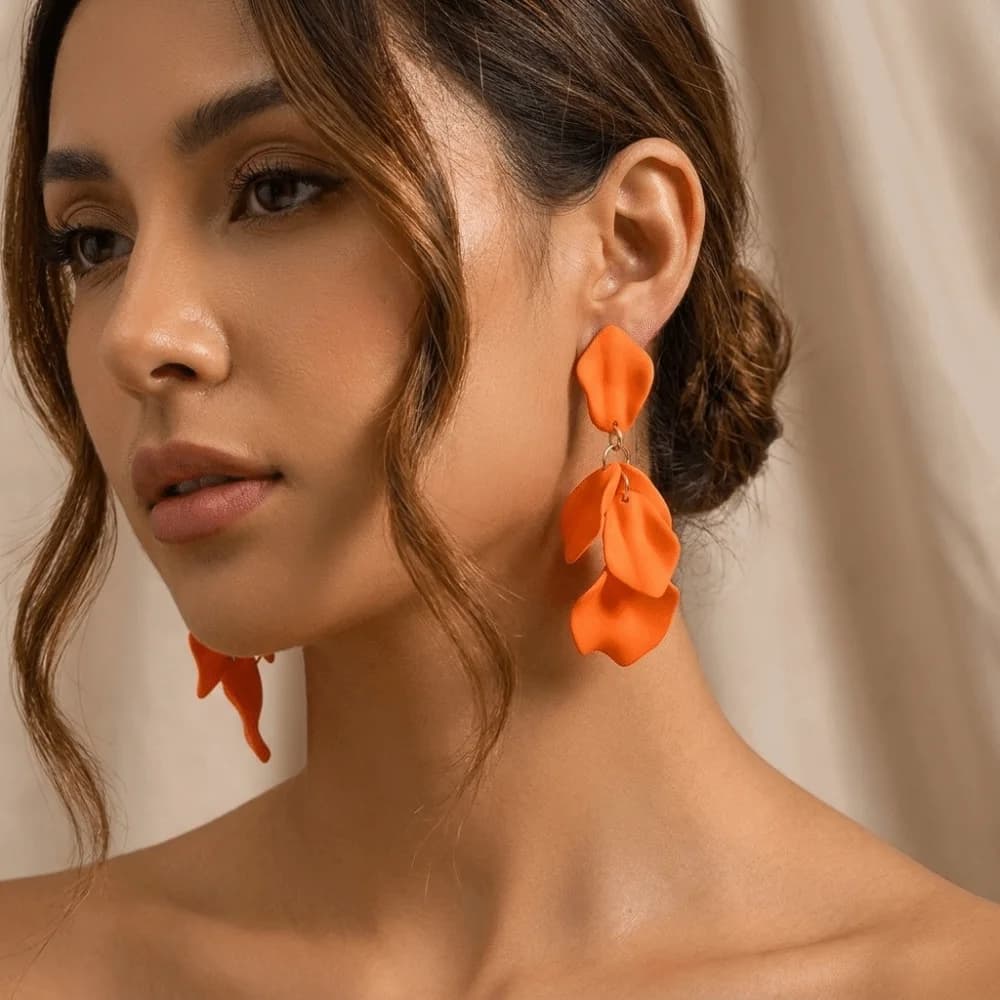 Bohemian Style Sweet Petal Tassel Earrings Alloy Candy Color Acrylic Drop Earrings Multi-color Lightweight Dangle Earrings Gift