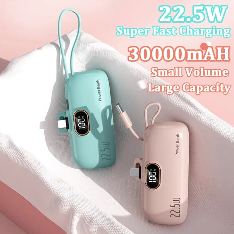 Xiaomi Mini convenient mobile power bank 30000mah portable fast charging suitable for iPhone 16 Samsung Xiaomi outdoor battery