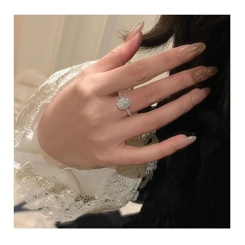 Niche Exquisite High-end Pigeon Egg Ring Women's Light Luxury Fashion Design Index Finger Ring Opening Adjustable Ring