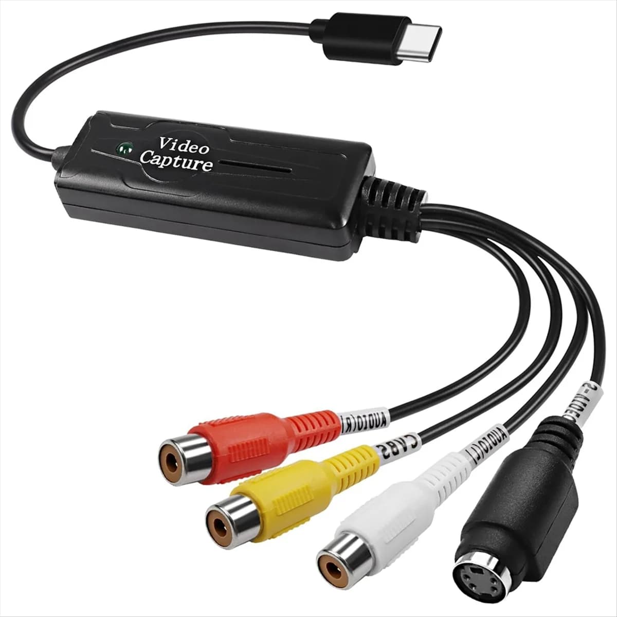 ABQR Convertitore AV a USB C Adattatore scheda di acquisizione video Convertitore video/composito a USB AV NTSC PAL a 1 canale