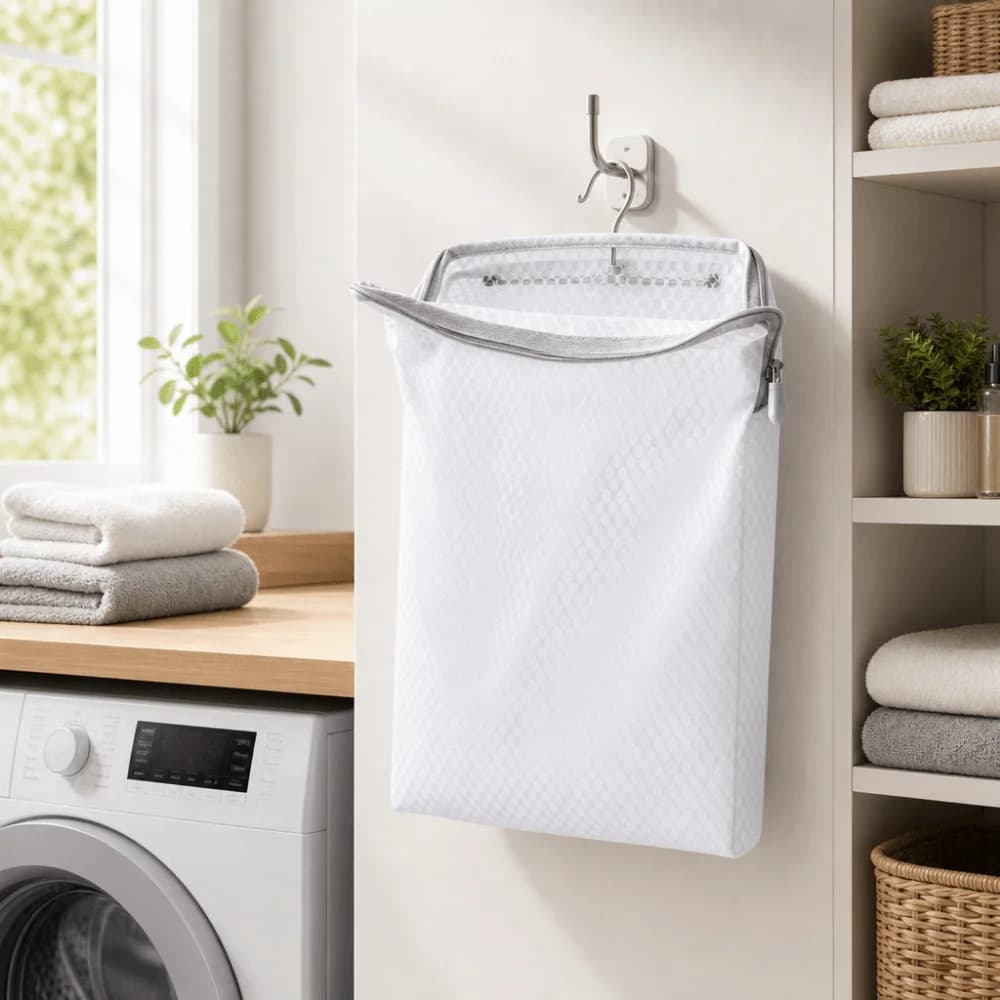 Mesh Design Hanging Storage Bag Large Capacity Multipurpose Hanging Mesh Bag Portable Multi-Functional Laundry Basket Closet