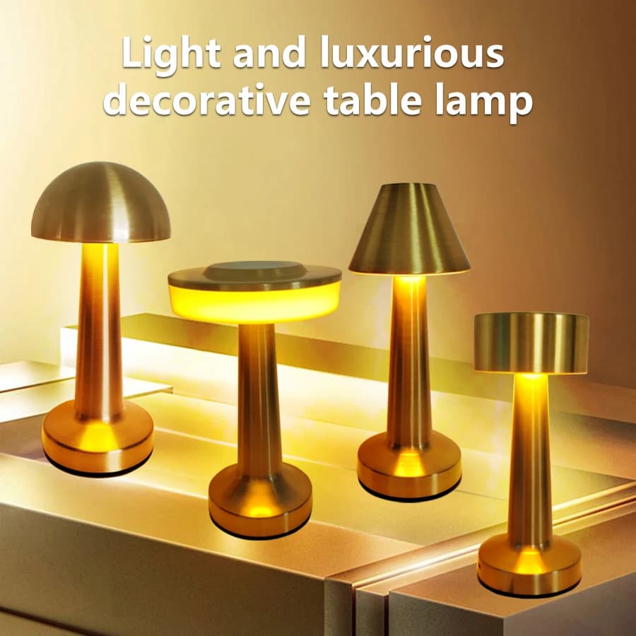 Lampada da tavolo a LED Lampada decorativa da tavolo touch in metallo Luci notturne ricaricabili per bar Tavolino Decorazione ristorante Luce