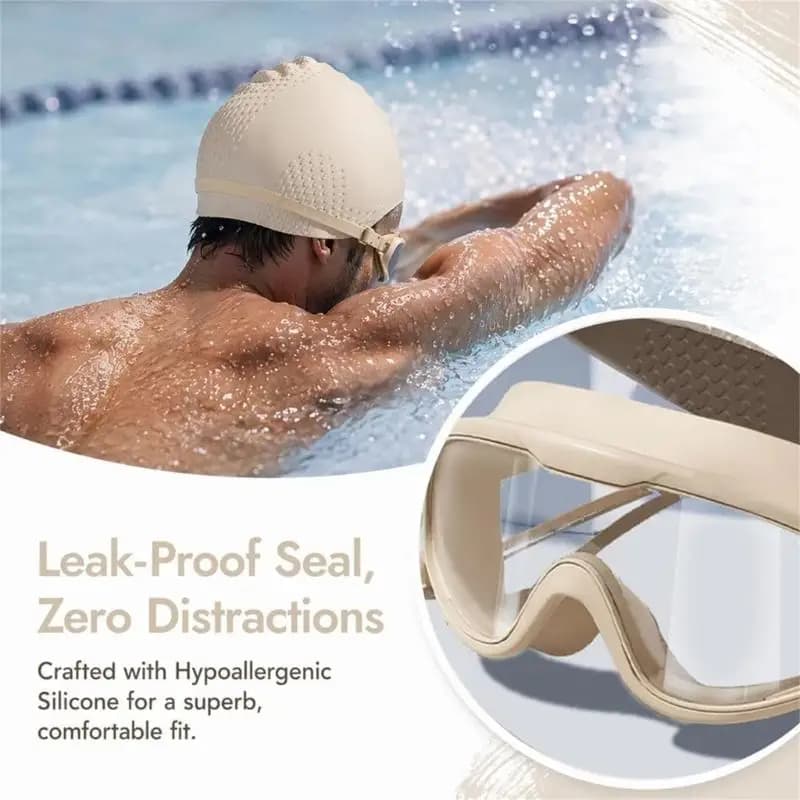 Y1UC Long Hair Swim Cap and Goggles Set, Silicone Swimming Hat with Adjustable Glasses for Pool Lap and Daily Practices