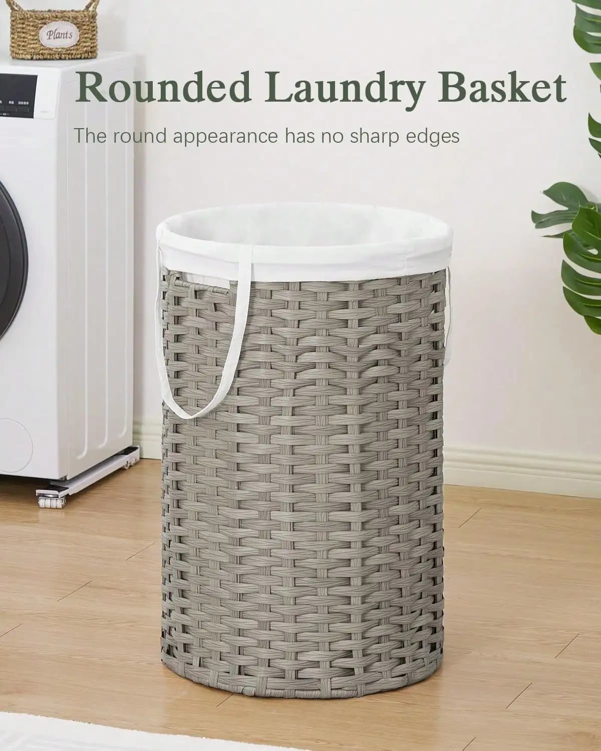 Cesto per biancheria, cesto per biancheria in rattan intrecciato a mano, nessuna installazione richiesta, cesto per biancheria rotondo da 26,5 galloni (100 litri), con borsa e maniglia rimovibili, cesto portaoggetti pieghevole per camera da letto
